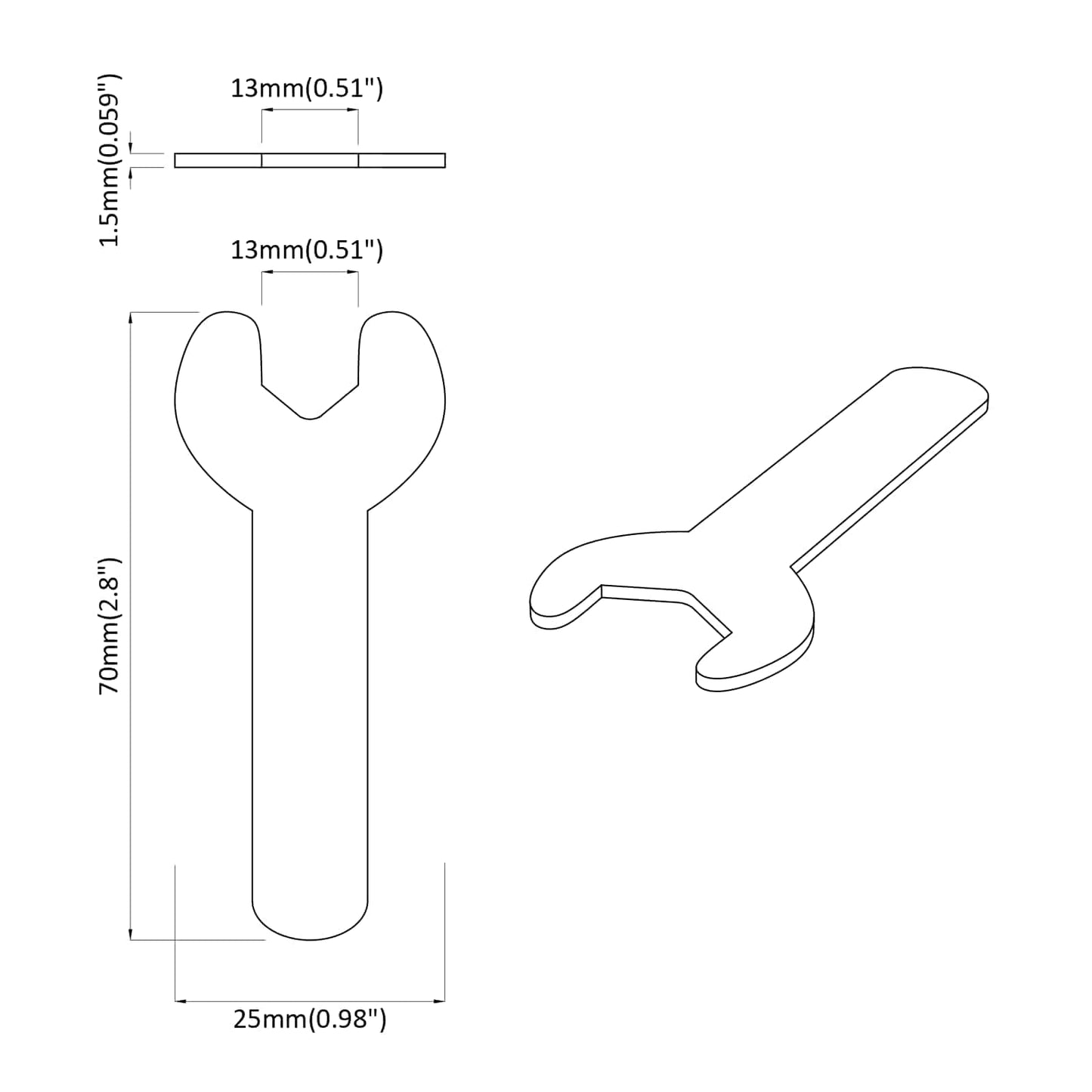 Klíč 1593 Pcs Stříbrná 13 Mm Železo