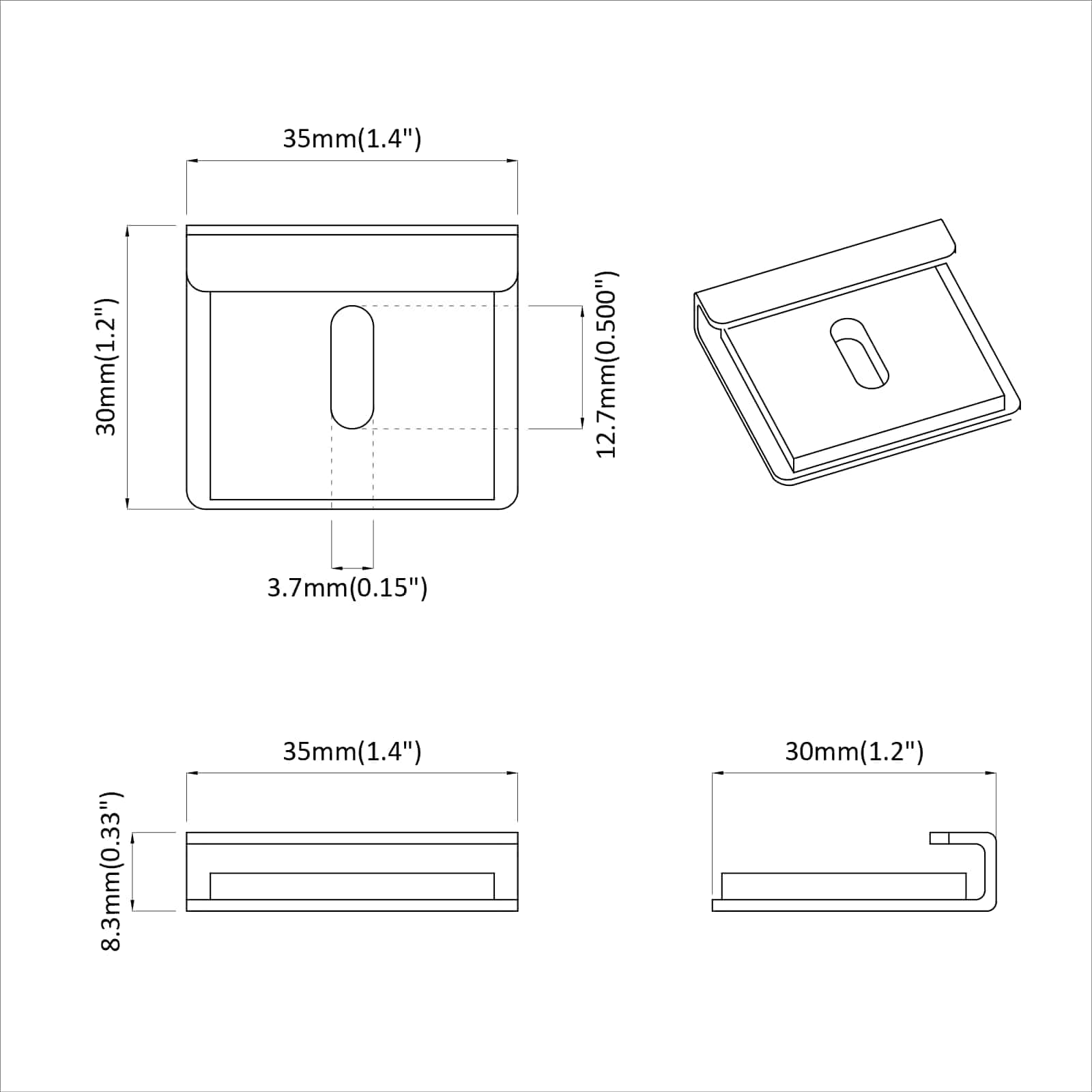 Držák Na Zrcadlo 340 Pcs Niklová 35 X 30 X 8,3 Mm Ocel