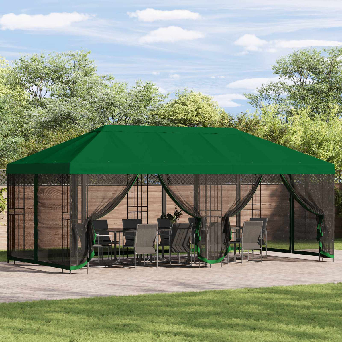 Zahradní Altán 6 X 3 M Polyester A Ocel 190 Gsm