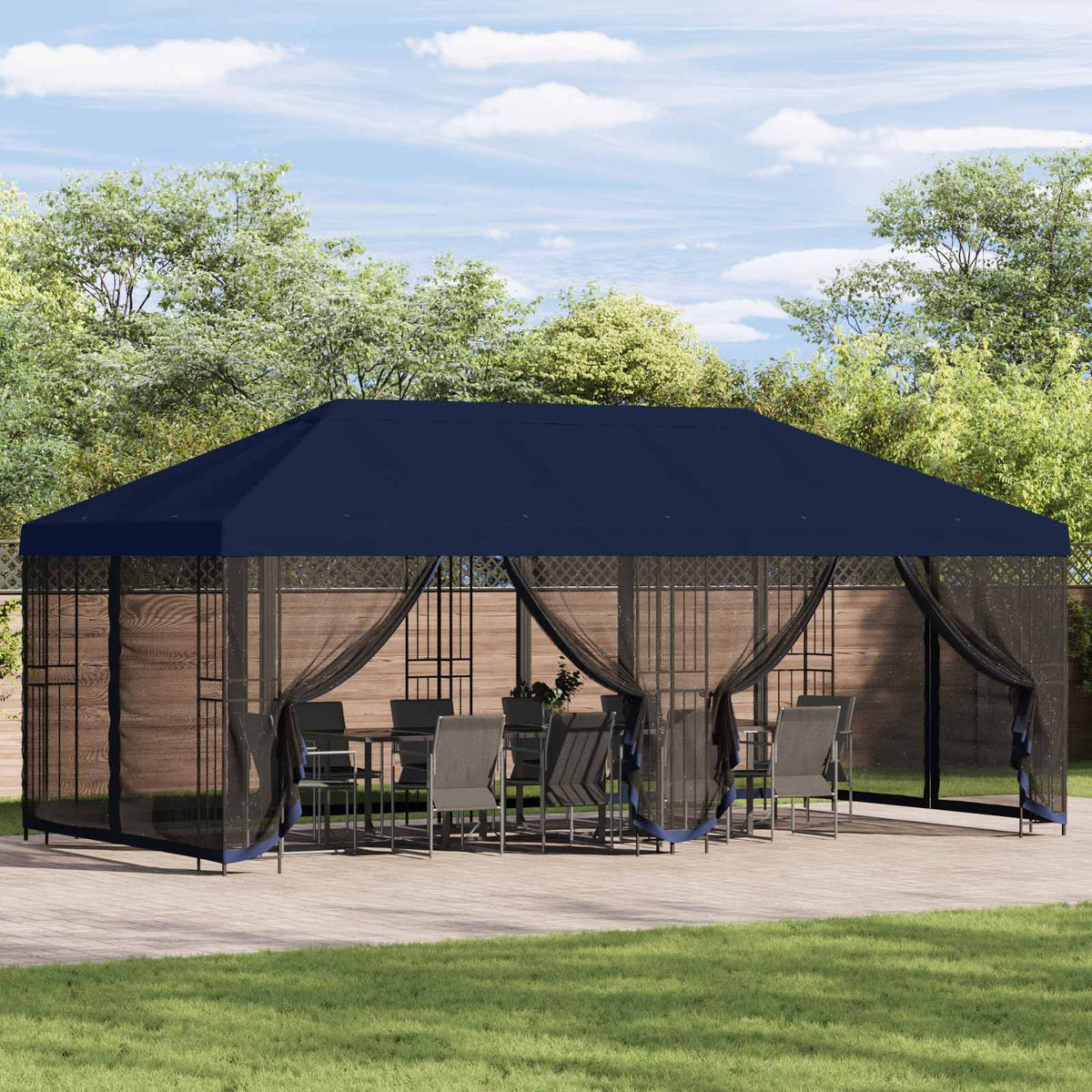 Altán S Bočními Stěnami 6 X 3 M Polyester A Ocel 190 Gsm