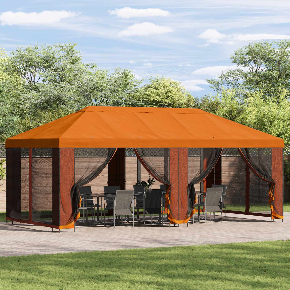 Zahradní Altán Se Stěnami 6 X 3 M Polyester A Ocel