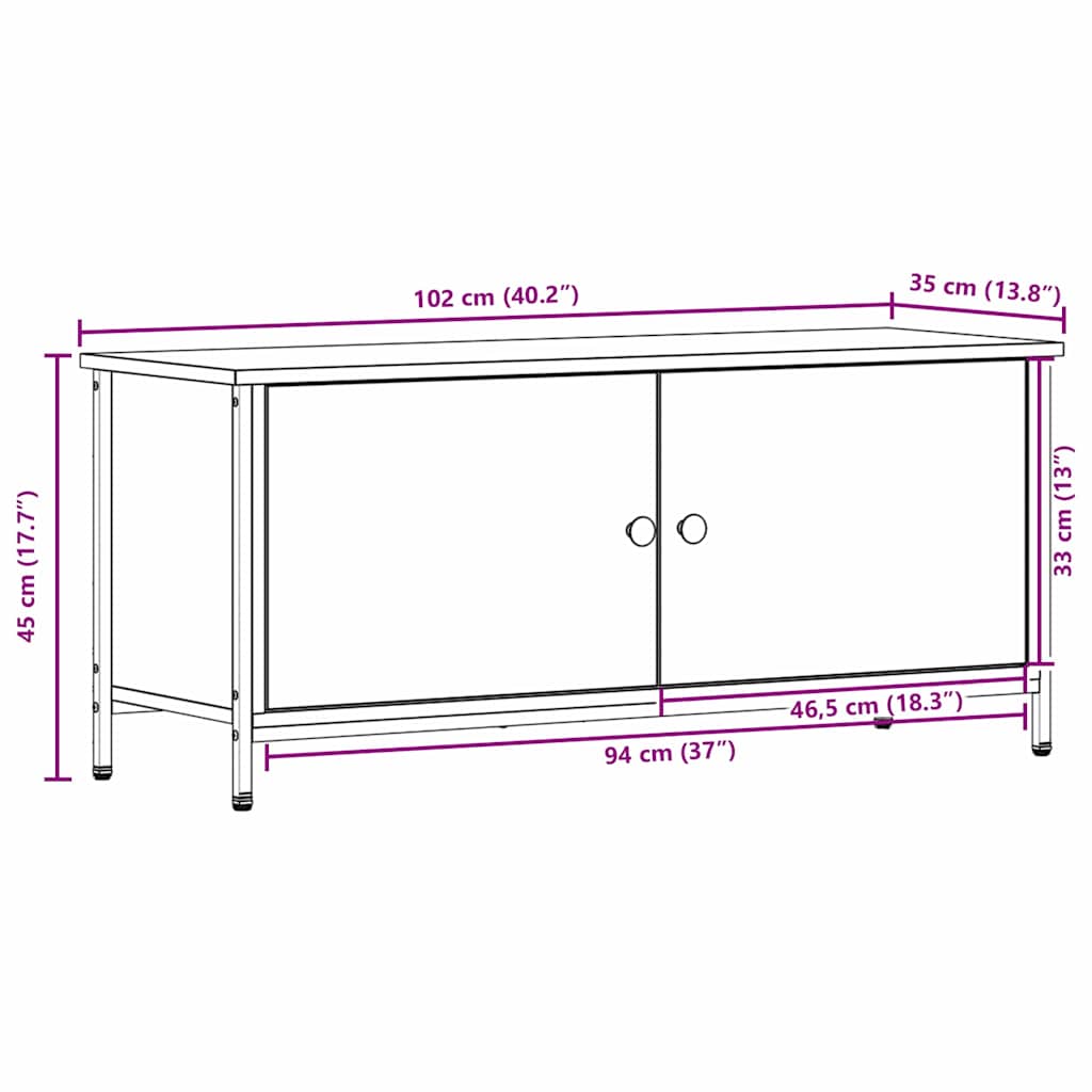 Televizní Skříň 100 X 35 X 45 Cm Staré Dřevo Kompozitní Dřevo
