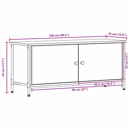 Televizní Skříň 100 X 35 X 45 Cm Staré Dřevo Kompozitní Dřevo