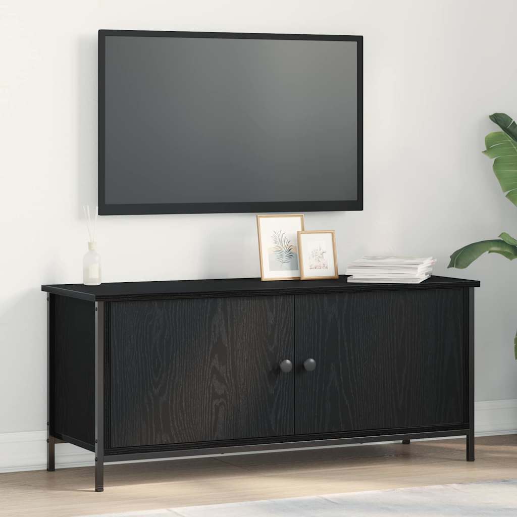 Televizní Skříň 100 X 35 X 45 Cm Černý Dub Kompozitní Dřevo