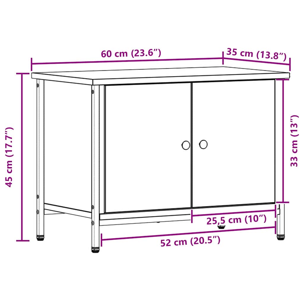 Televizní Skříň 60 X 35 X 45 Cm Staré Dřevo Kompozitní Dřevo