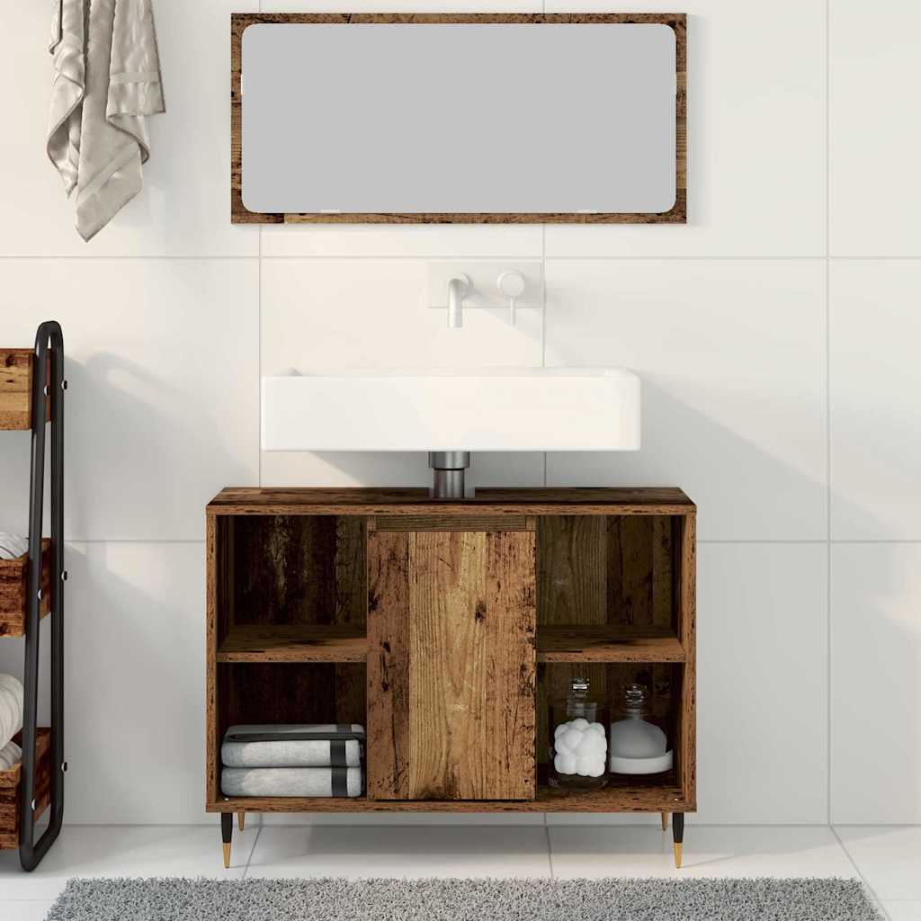 Koupelnová Skříň Staré Dřevo 80 X 33 X 60 Cm Kompozitní Dřevo
