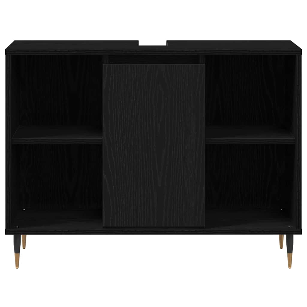 Koupelnová Skříň Černá 80 X 33 X 60 Cm Kompozitní Dřevo