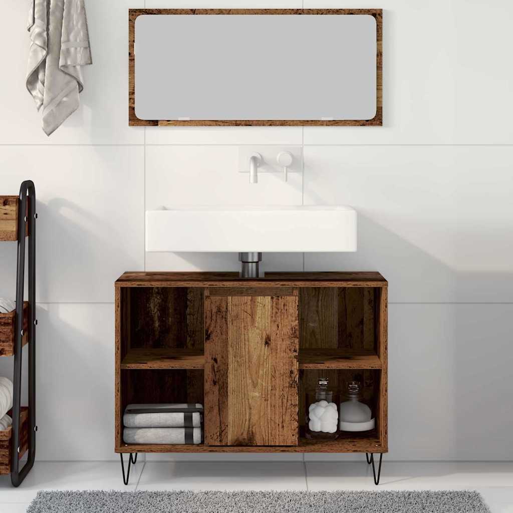 Koupelnová Skříň Staré Dřevo 80 X 33 X 60 Cm Kompozitní Dřevo