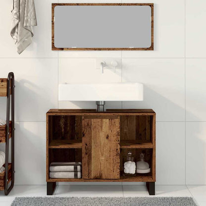 Koupelnová Skříň Staré Dřevo 80 X 33 X 60 Cm Kompozitní Dřevo