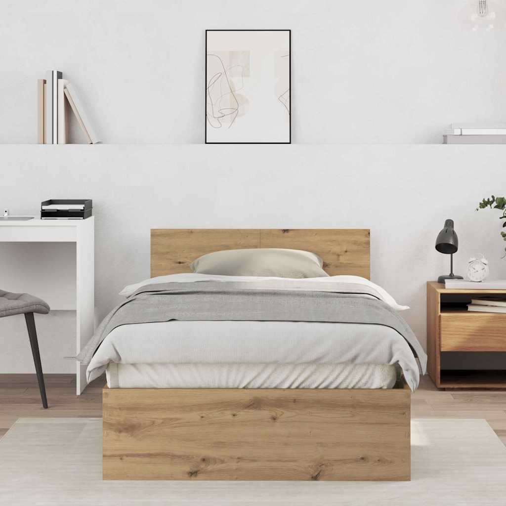 Rám Postele Artisanový Dub 203 X 104 X 70 Cm Kompozitní Dřevo