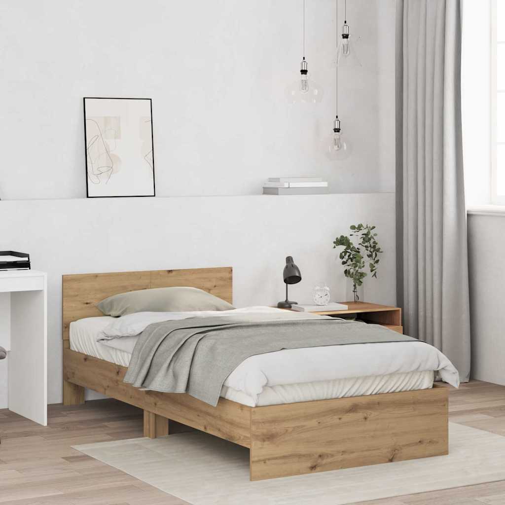 Rám Postele Artisanový Dub 203 X 104 X 70 Cm Kompozitní Dřevo