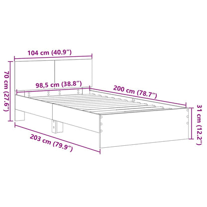 Rám Postele Artisanový Dub 203 X 104 X 70 Cm Kompozitní Dřevo