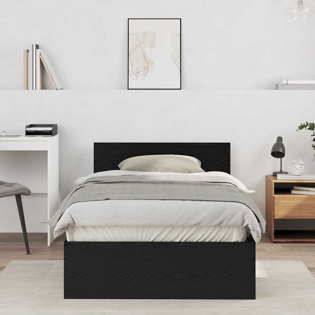 Rám Postele S Čelo Černý Dub 203 X 104 X 70 Cm Kompozitní Dřevo