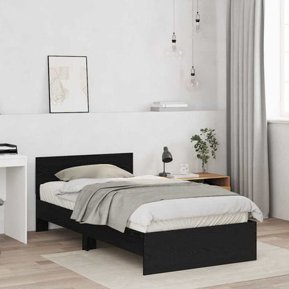 Rám Postele S Čelo Černý Dub 203 X 104 X 70 Cm Kompozitní Dřevo