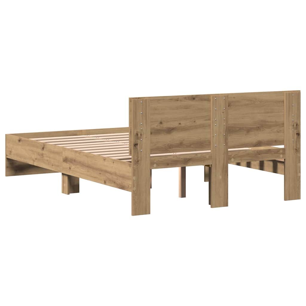 Rám Postele Artisanový Dub 193 X 125 X 70 Cm Kompozitní Dřevo