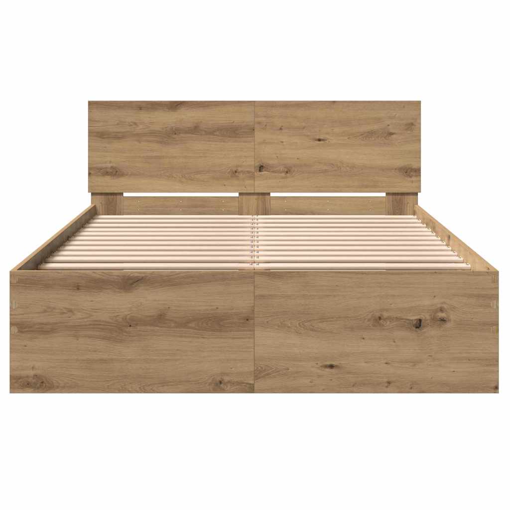 Rám Postele Artisanový Dub 193 X 125 X 70 Cm Kompozitní Dřevo