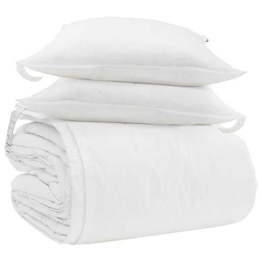 Sada Přikrývek S Polštářem 3 Pcs Bílá Peří