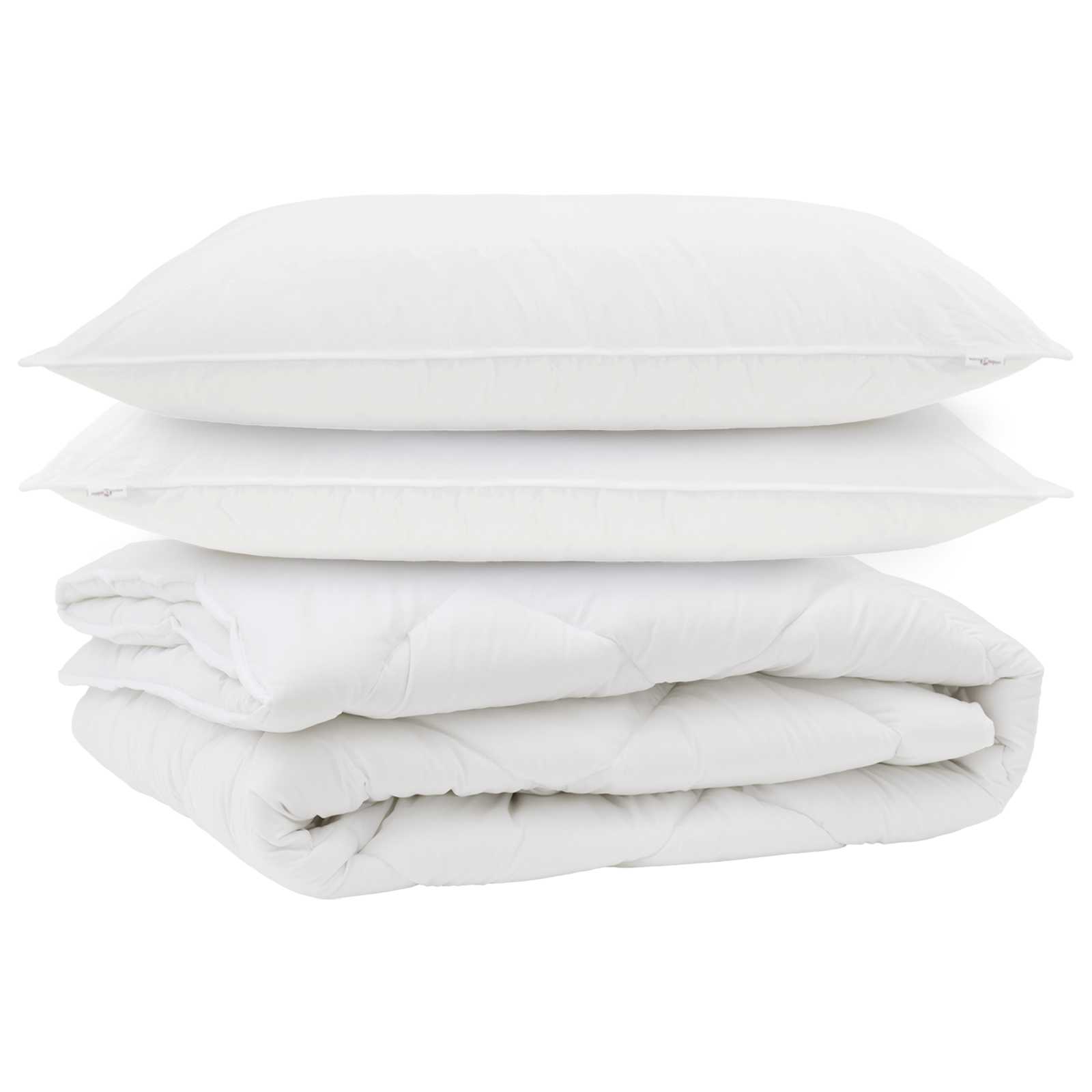 Přikrývka Na Všechny Sezóny S Polštářem 3 Pcs Bílá Mikrovlákno