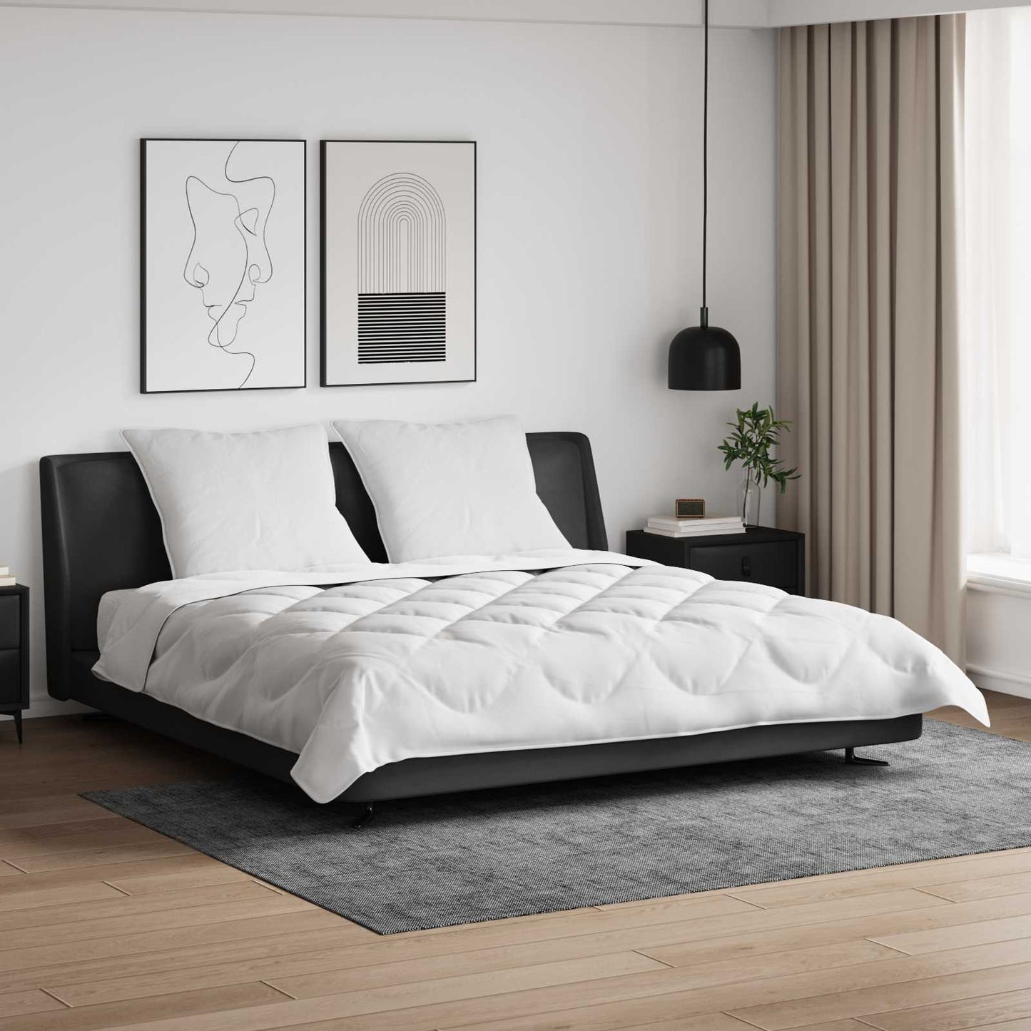 Sada Přikrývek S Polštářem 3 Pcs Bílá Mikrovlákno A Peří