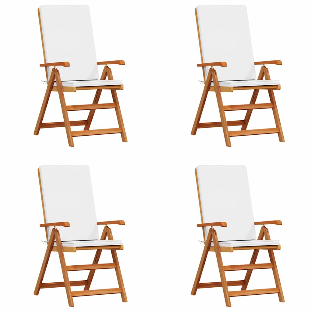 Zahradní Křeslo 4 Ks Hnědá A Bílá Pevné Teakové Dřevo