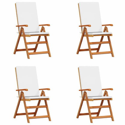 Zahradní Křeslo 4 Ks Hnědá A Bílá Pevné Teakové Dřevo