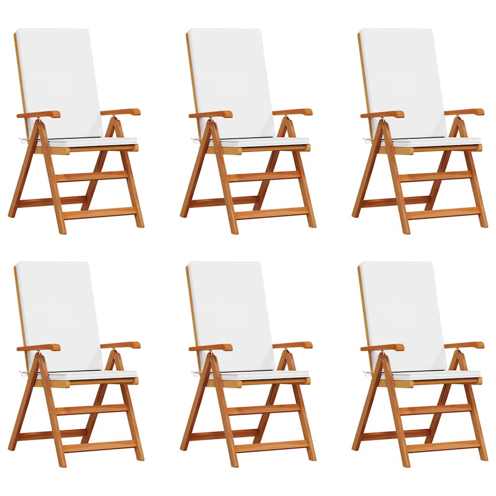 Zahradní Křeslo 6 Ks Hnědá A Bílá Pevné Teakové Dřevo