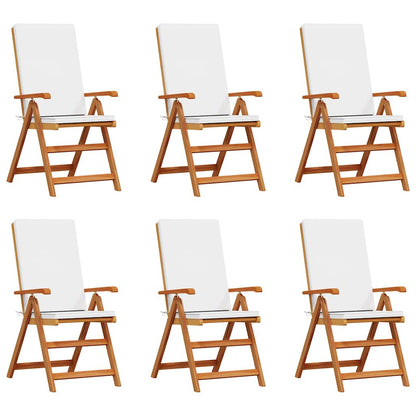 Zahradní Křeslo 6 Ks Hnědá A Bílá Pevné Teakové Dřevo