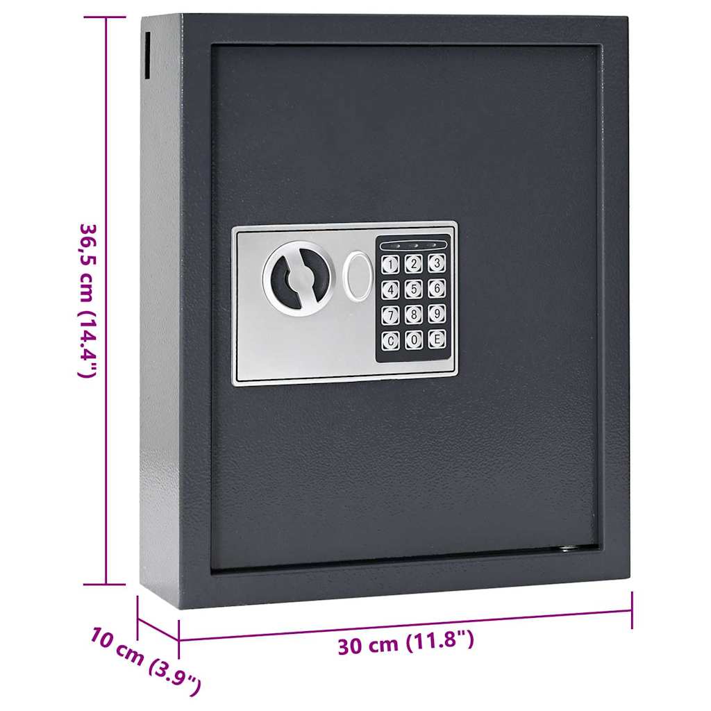 Digitální Trezor Se Zámkem Tmavě Šedá 30 X 10 X 36,5 Cm Ocel