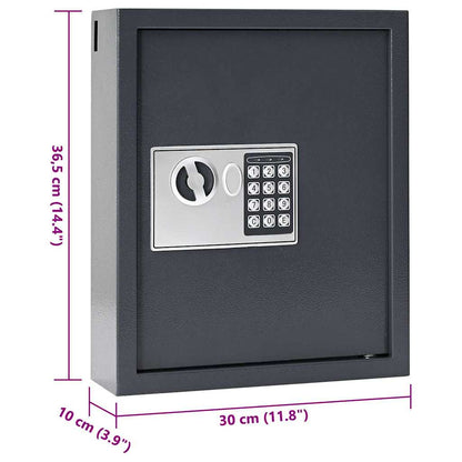 Digitální Trezor Se Zámkem Tmavě Šedá 30 X 10 X 36,5 Cm Ocel