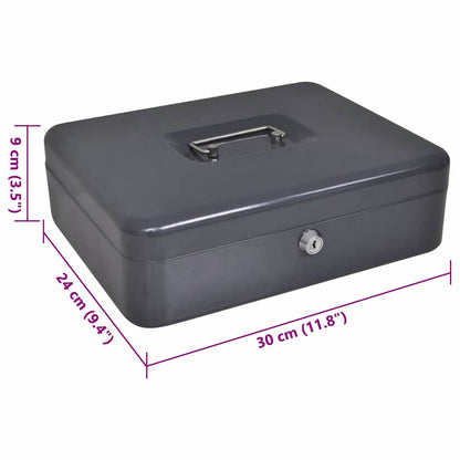 Pokladna Se Zámkem Tmavě Šedá 30 X 24 X 9 Cm Ocel