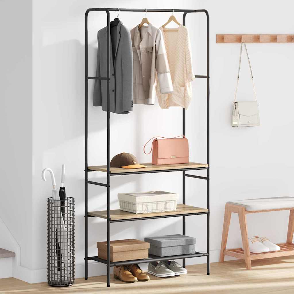 Kovový Stojan Na Oblečení S Policí Sonoma Dub 77 X 30 X 171 Cm