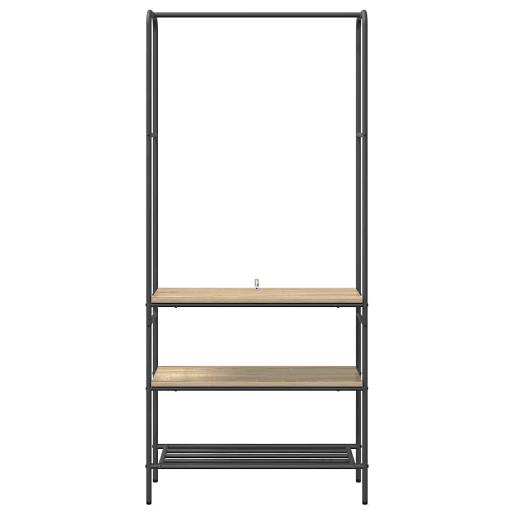 Kovový Stojan Na Oblečení S Policí Sonoma Dub 77 X 30 X 171 Cm