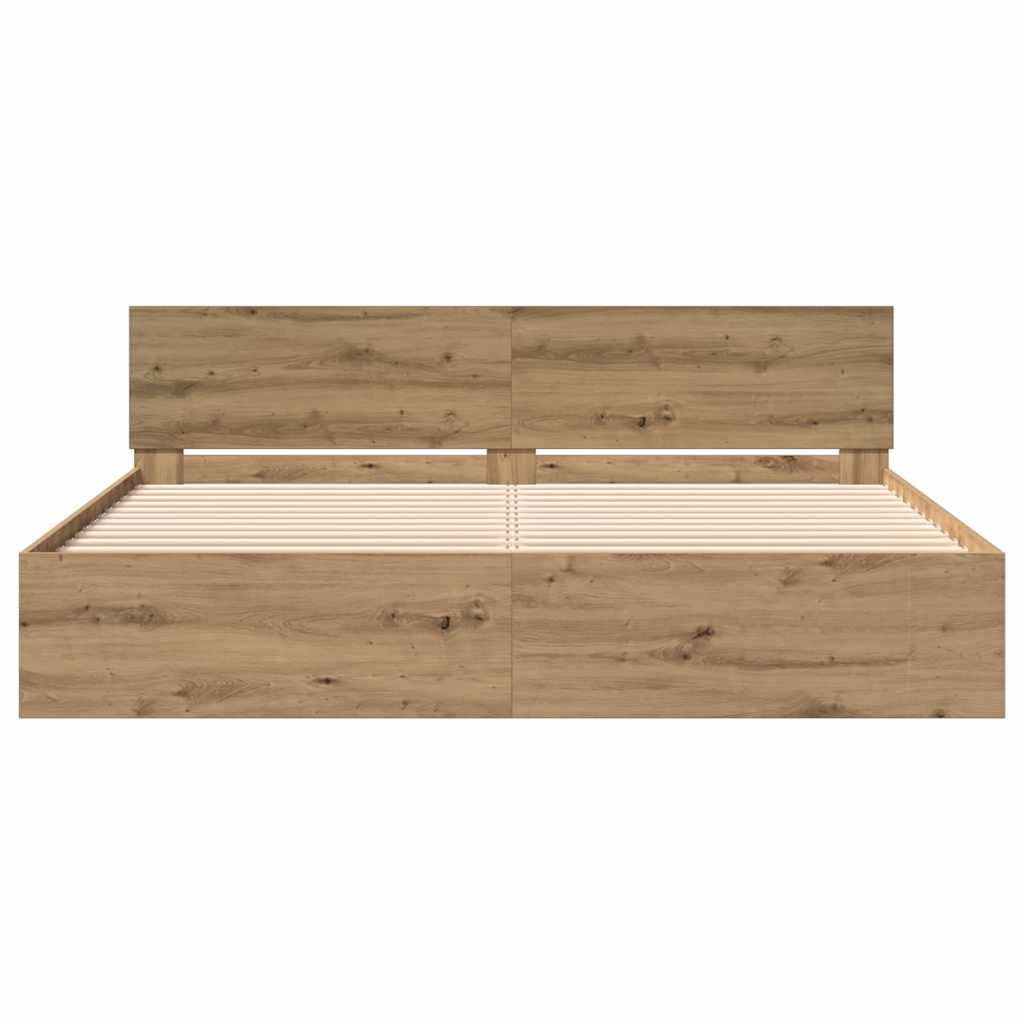 Rám Postele Artisanový Dub 203 X 185 X 70 Cm Kompozitní Dřevo