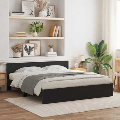Rám Postele S Čelo Černý Dub 203 X 185 X 70 Cm Kompozitní Dřevo