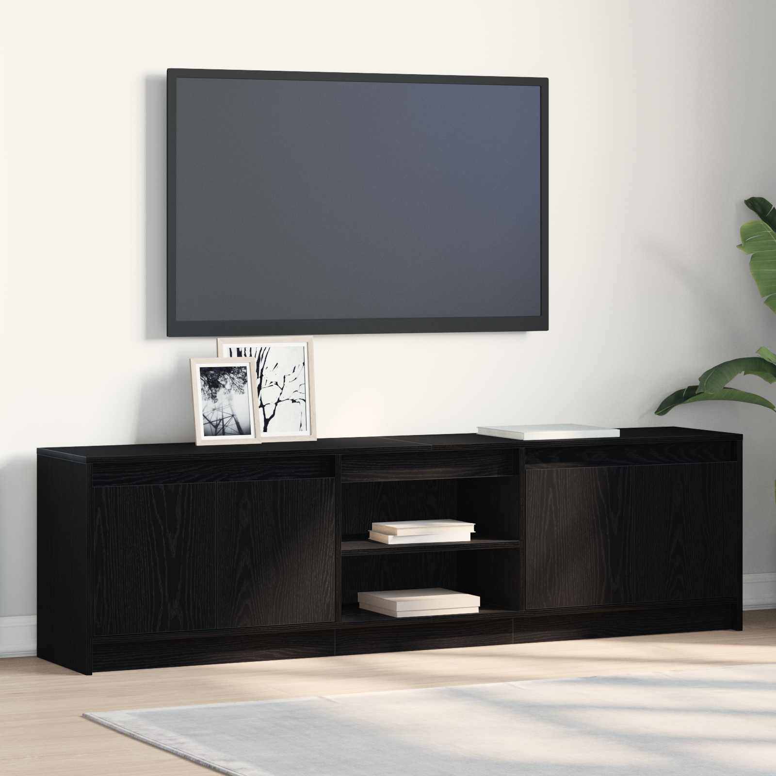 Tv Jednotky 2 Ks Černá Kompozitní Dřevo