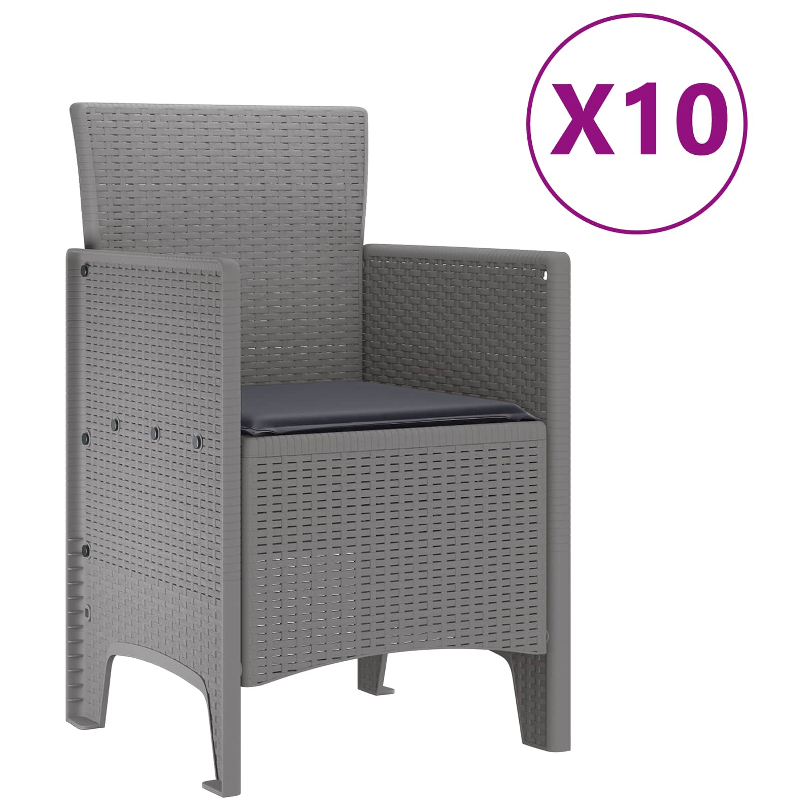 Zahradní Jídelní Souprava 11 Pcs Světle Šedá Polypropylen