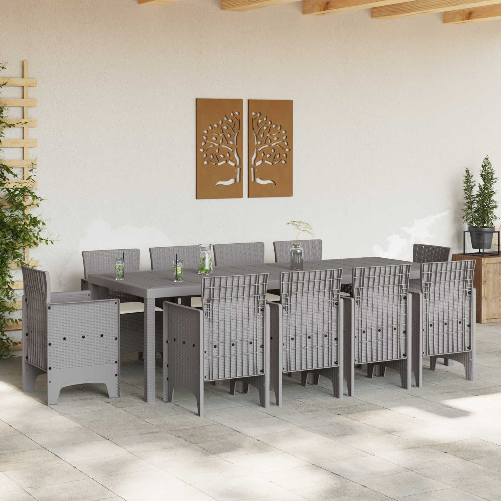 Zahradní Jídelní Souprava 11 Pcs Světle Šedá Polypropylen