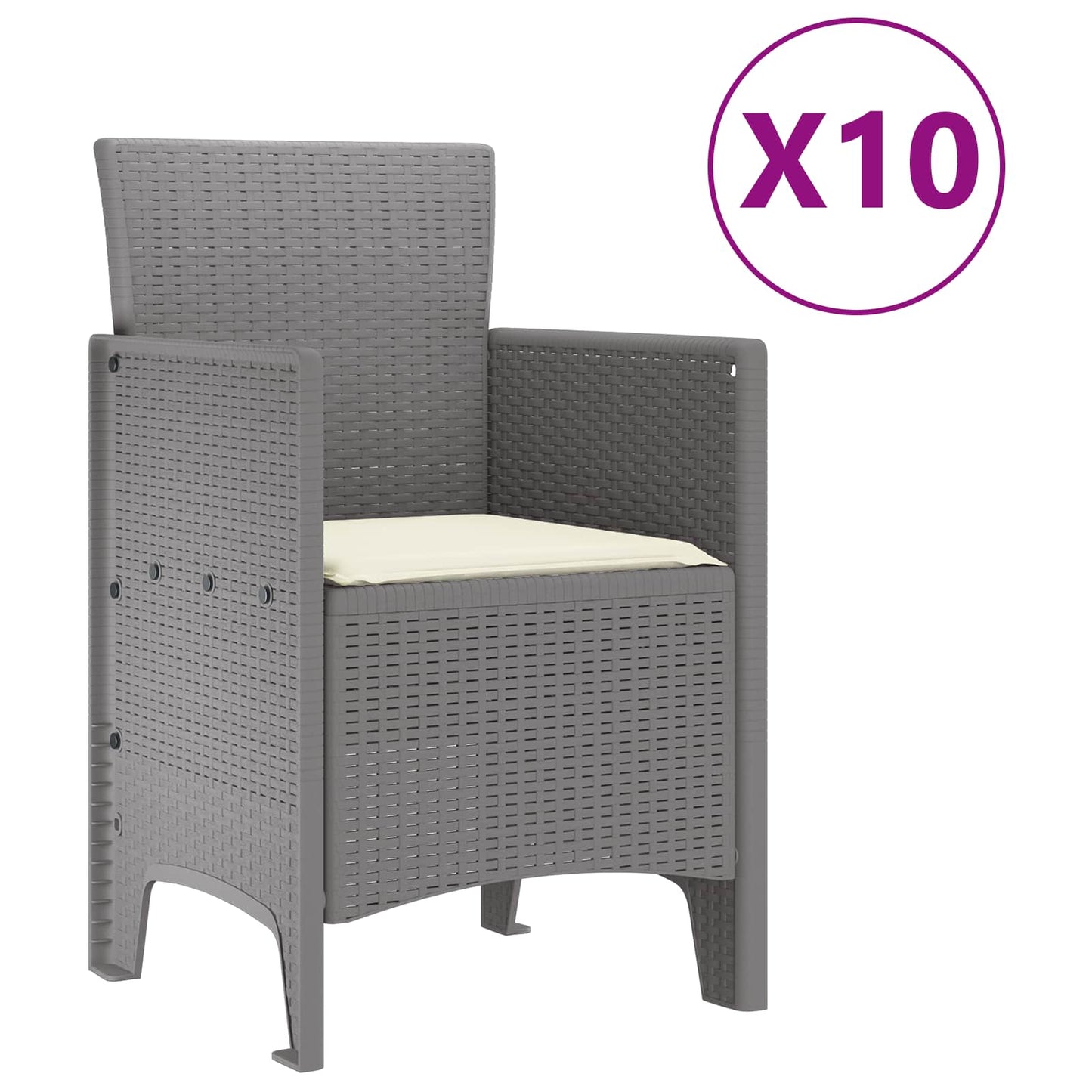 Zahradní Jídelní Souprava 11 Pcs Světle Šedá Polypropylen
