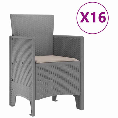 Zahradní Jídelní Souprava S Polštáři 17 Pcs Světle Šedá Pp