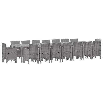 Zahradní Jídelní Souprava S Polštáři 17 Pcs Světle Šedá Pp