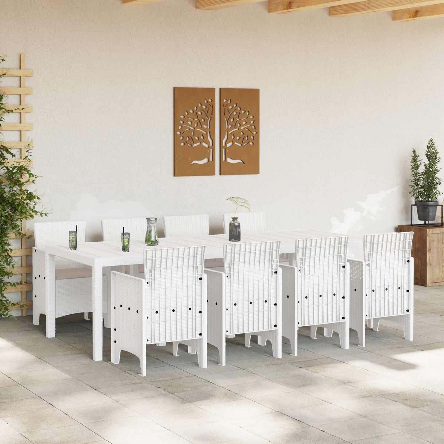 Zahradní Jídelní Souprava 9 Pcs Světle Šedá Polypropylen