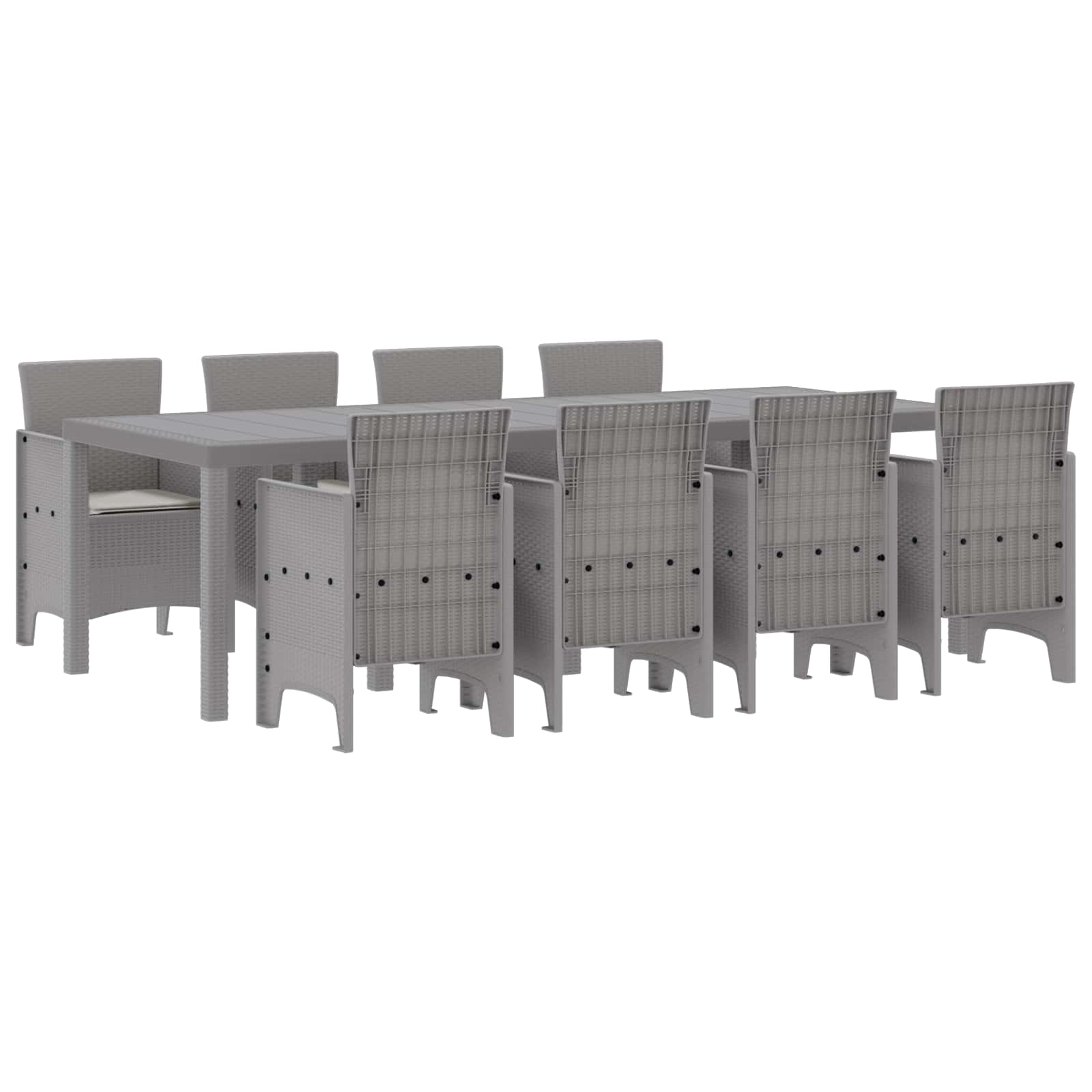 Zahradní Jídelní Souprava 9 Pcs Světle Šedá Polypropylen