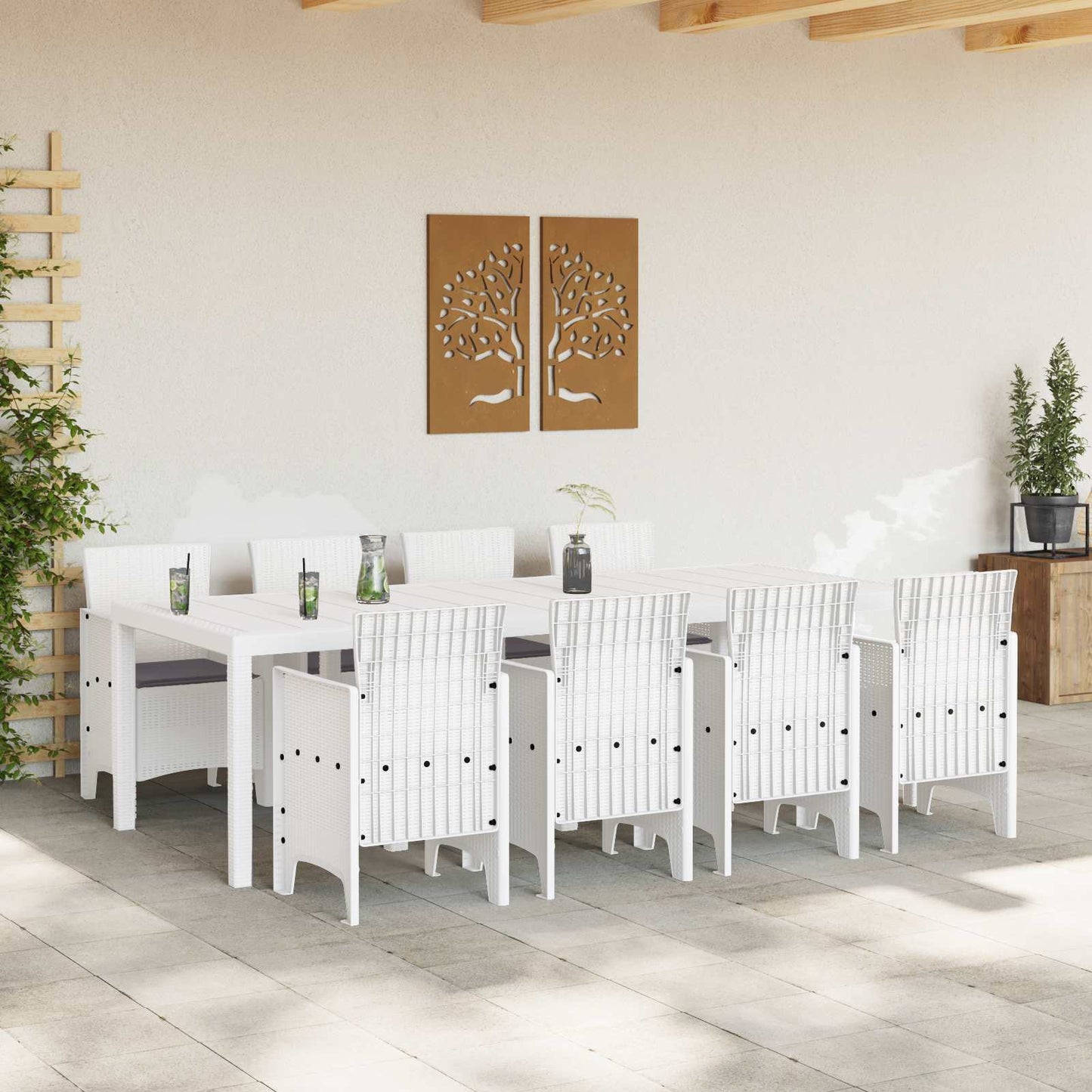 Zahradní Jídelní Souprava 9 Pcs Světle Šedá Polypropylen