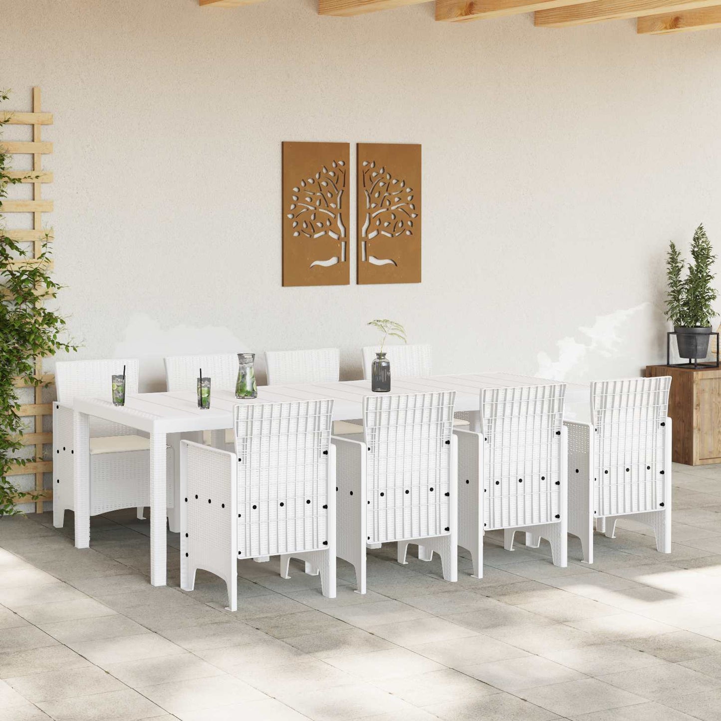 Zahradní Jídelní Souprava 9 Pcs Světle Šedá Polypropylen