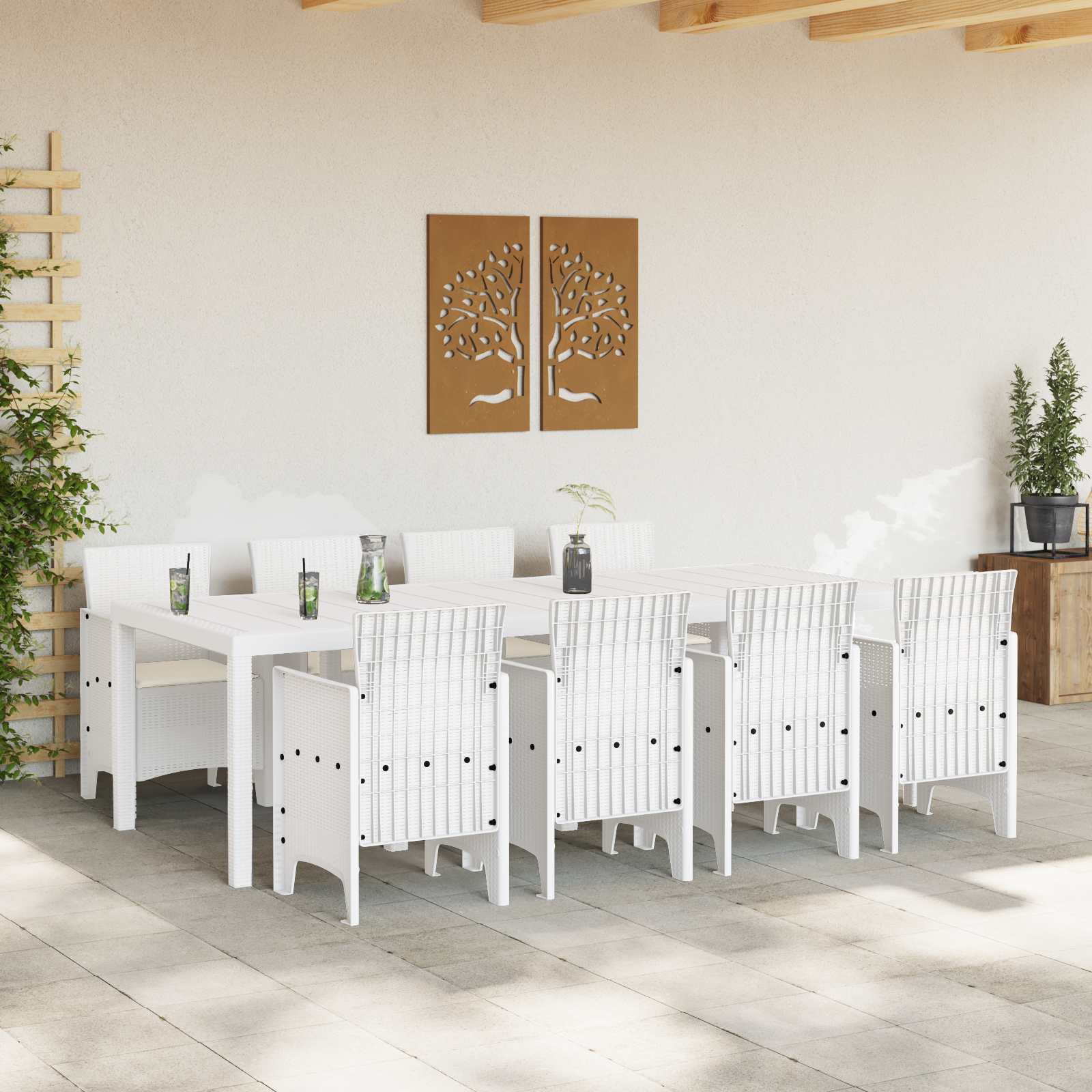 Zahradní Jídelní Souprava 9 Pcs Světle Šedá Polypropylen
