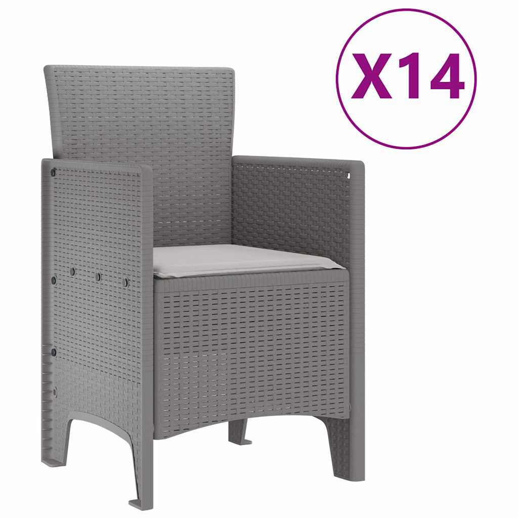 Zahradní Jídelní Souprava S Polštáři 15 Pcs Světle Šedá Pp