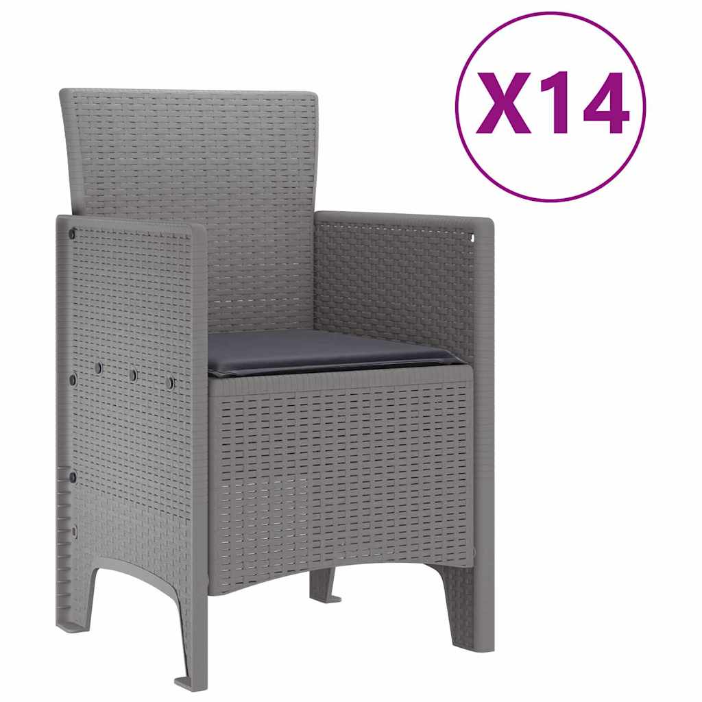 Zahradní Jídelní Souprava S Polštáři 15 Pcs Světle Šedá Pp