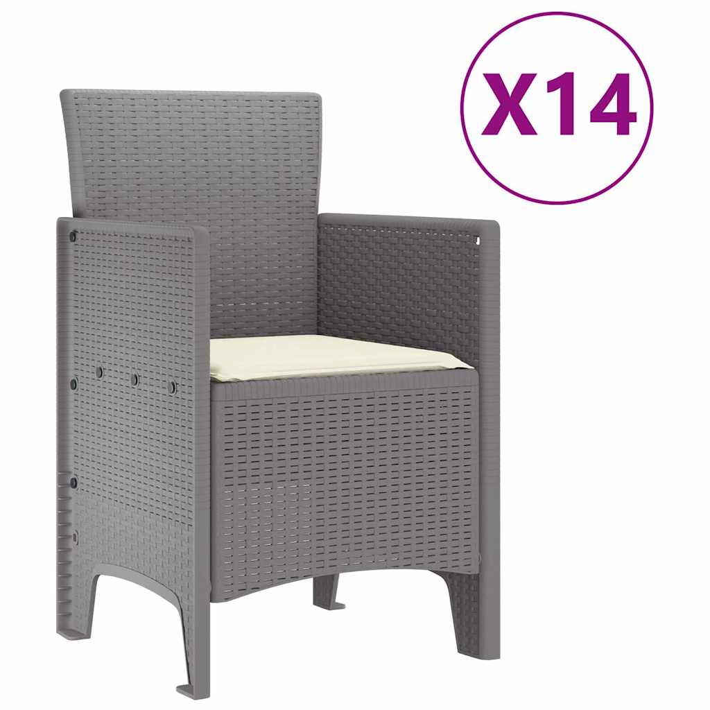 Zahradní Jídelní Souprava S Polštáři 15 Pcs Světle Šedá Pp