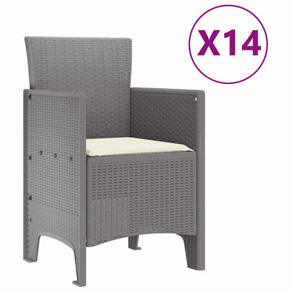 Zahradní Jídelní Souprava S Polštáři 15 Pcs Světle Šedá Pp