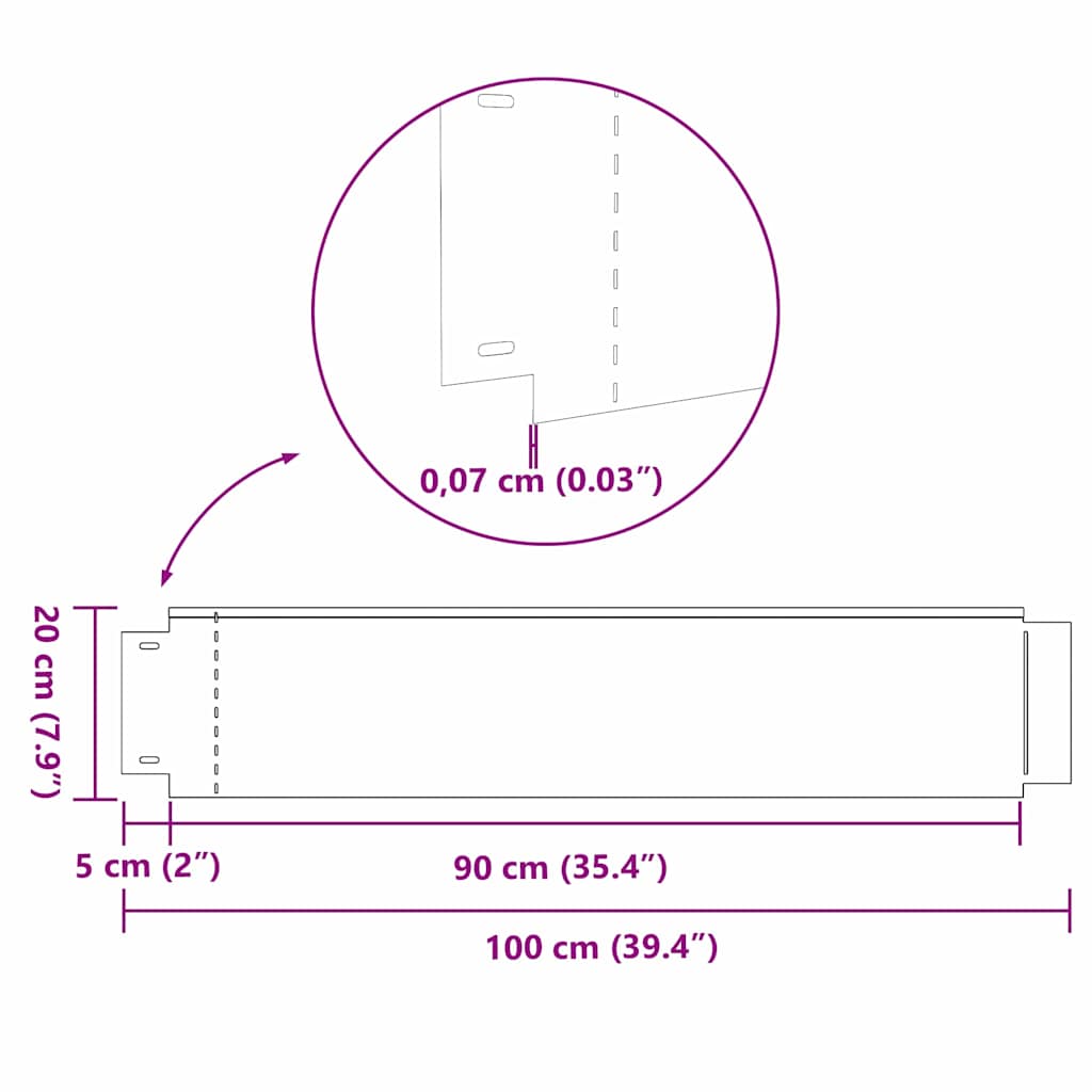 Plot Na Trávník 100 X 20 X 0,07 Cm Pozinkovaná Ocel